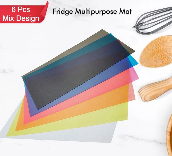 2472 Fridge Multipurpose Mat Plastic Flexible Mat | Anti-Slip Refrigerator Mat | Drawer Mat/ Place mat Set / Fridge Mat ( Set of 6 )