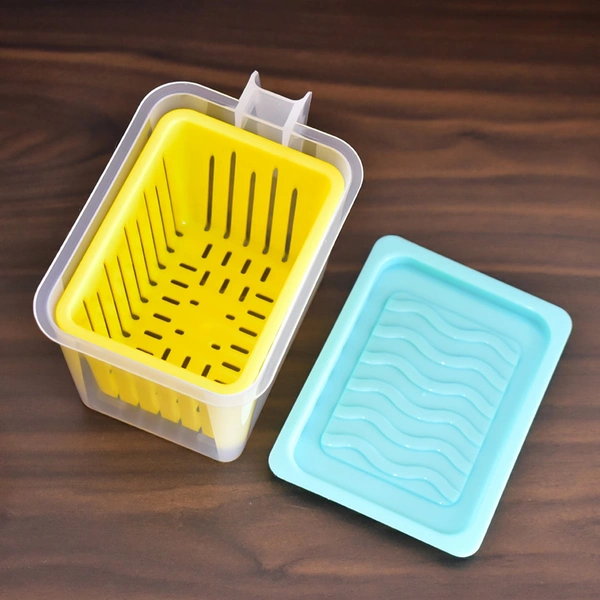 2836 FRIDGE STORAGE CONTAINERS WITH HANDLE PLASTIC STORAGE CONTAINER FOR KITCHEN(4 PCS SET)
