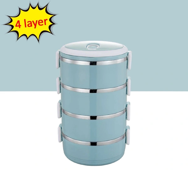 2871 MULTI LAYER STAINLESS STEEL HOT LUNCH BOX (4 LAYER)