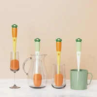 3-In-1 Multifunctional Long Handle Cup Brush Sponge Radish Cleaning Brush Kitchen Cup Milk Bottle Groove Cleaning Tool