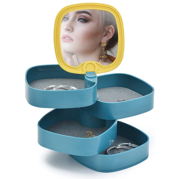 4023b  4 LAYERS JEWELLERY BOX, JEWELRY AND EARRING ORGANIZER BOX WITH MIRROR