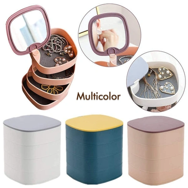 4023b  4 LAYERS JEWELLERY BOX, JEWELRY AND EARRING ORGANIZER BOX WITH MIRROR
