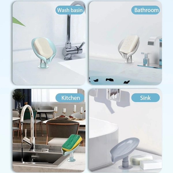 4831 SELF DRAINING SOAP HOLDER FOR BATHROOM LEAF SHAPE SOAP DISH KITCHEN SOAP TRAY