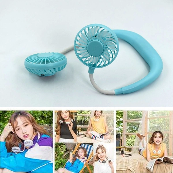 4849 HAND FREE NECK FAN RECHARGEABLE MINI USB PERSONAL FAN,