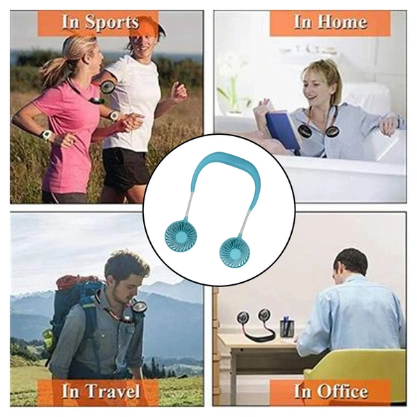 4849 HAND FREE NECK FAN RECHARGEABLE MINI USB PERSONAL FAN,