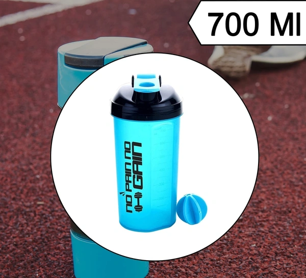 4879 700ML PROTEIN SHAKER BOTTLE WITH POWDER STORAGE 3-COMPARTMENT GYM SHAKE BLENDER