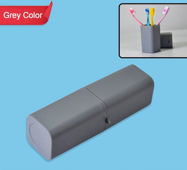 4994 GREY SQUARE SHAPE CAPSULE TRAVEL TOOTHBRUSH TOOTHPASTE CASE HOLDER