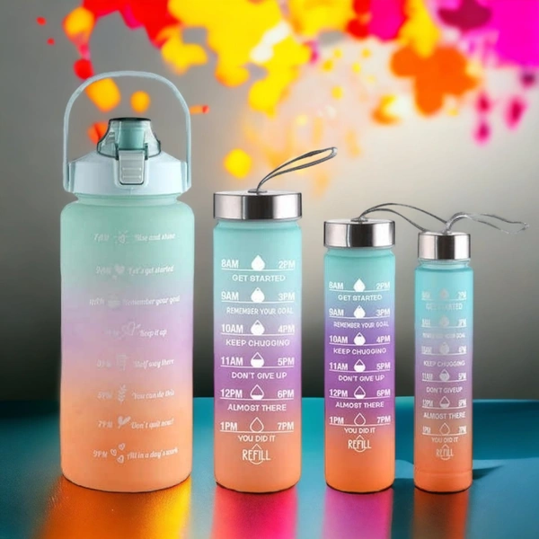 4in1 MOTIVATIONAL BOTTLE SET , multi colours, random design