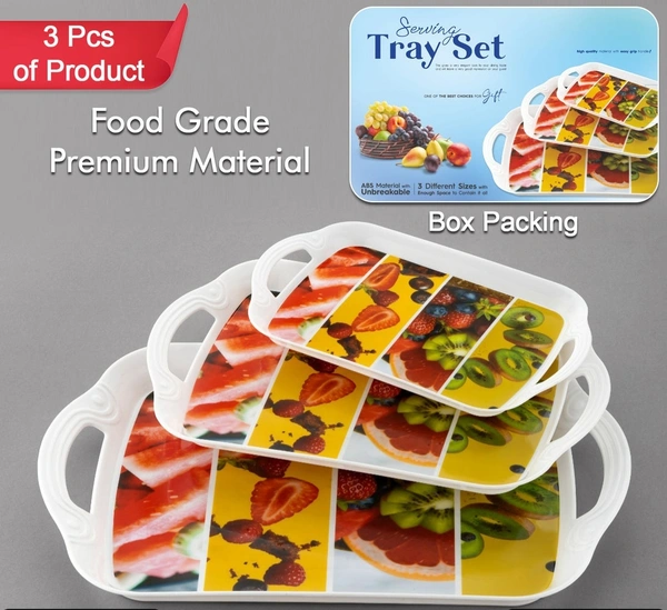 5211a SERVING TRAY SET 3 PCS DIFFERENT SIZE FOR KITCHEN & OFFICE USE