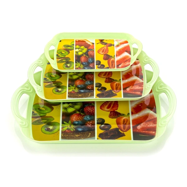 5211a SERVING TRAY SET 3 PCS DIFFERENT SIZE FOR KITCHEN & OFFICE USE