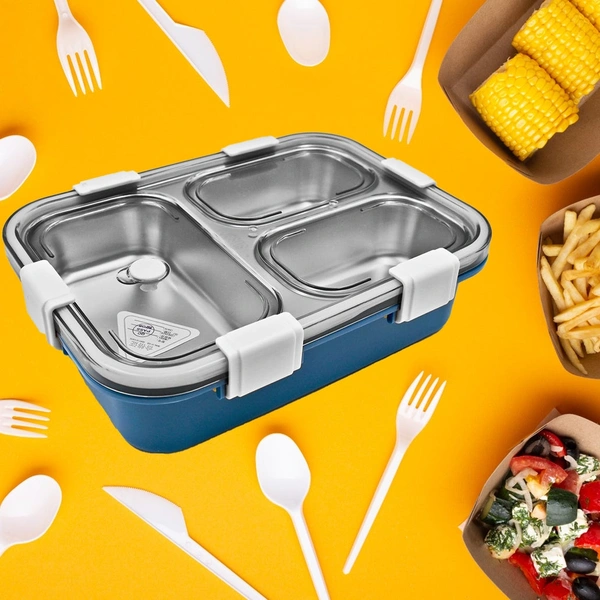 5500 3 COMPARTMENT TRANSPARENT STAINLESS STEEL LUNCH BOX