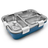5500 3 COMPARTMENT TRANSPARENT STAINLESS STEEL LUNCH BOX