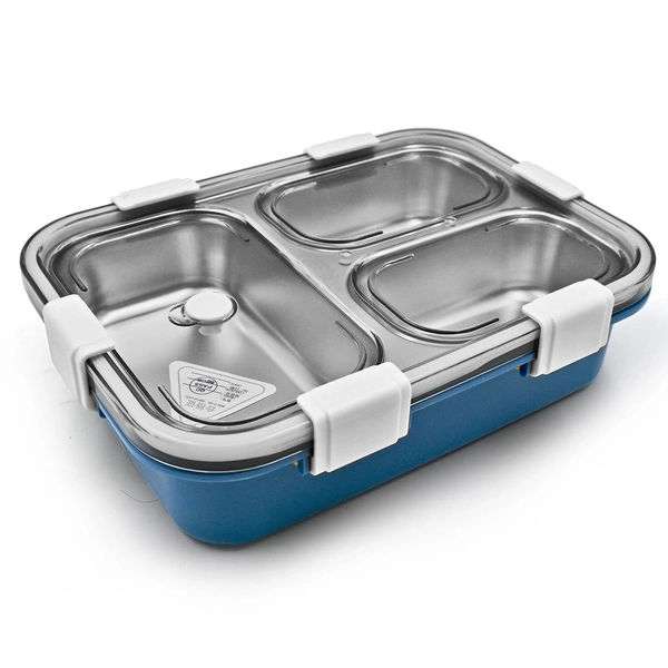 5500 3 COMPARTMENT TRANSPARENT STAINLESS STEEL LUNCH BOX