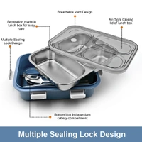 5500 3 COMPARTMENT TRANSPARENT STAINLESS STEEL LUNCH BOX