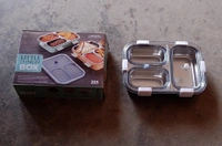 5500 3 COMPARTMENT TRANSPARENT STAINLESS STEEL LUNCH BOX