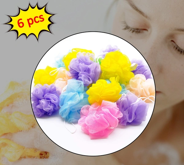 6074 BATH SHOWER LOOFAH SPONGE POUF BODY SCRUBBER (PACK OF 6PCS)