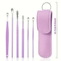 6317 6-IN-1 EAR WAX CLEANER- RESUABLE EAR CLEANING TOOLS LEATHER POUCH
