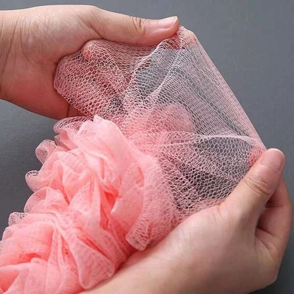 6702 Loofah Back Scrubber for Shower, Long Handle Bath Sponge Shower Brush, Soft Nylon Mesh Back Cleaner Washer, Body Bath Brush