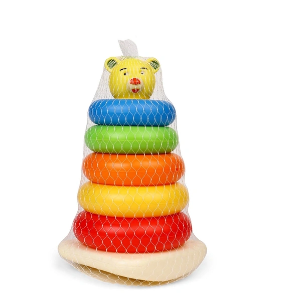 8017 PLASTIC BABY KIDS TEDDY STACKING RING JUMBO STACK UP EDUCATIONAL TOY 5PC