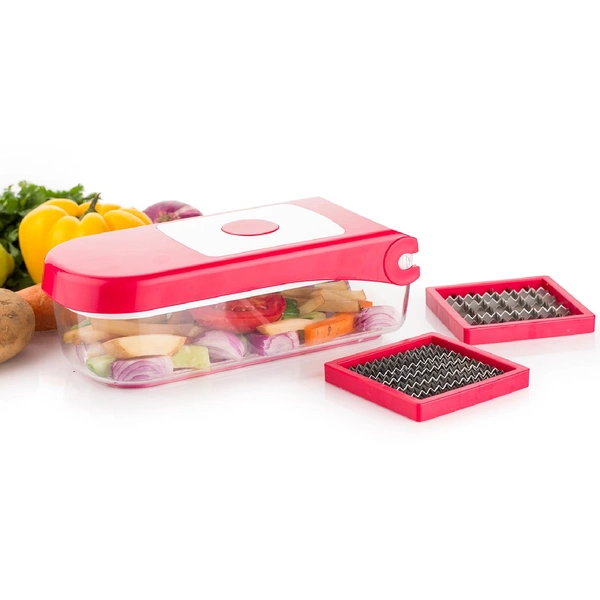 8102 GANESH PLASTIC CHOPPER VEGETABLE AND FRUIT CUTTER, RED