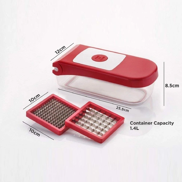 8102 GANESH PLASTIC CHOPPER VEGETABLE AND FRUIT CUTTER, RED
