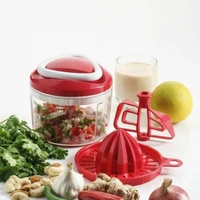 8116 GANESH EASY PULL 3-IN-1 PLASTIC CHOPPER (650ML, 125MM, RED)