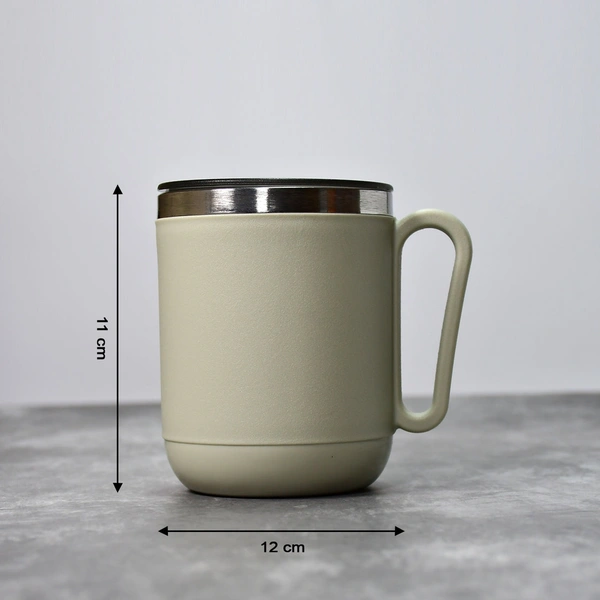 8137 GANESH PREMIUM STAINLESS STEEL COFFEE MUG WITH HEAT RESISTANT MUG LID. APPROX 400ML MUG.