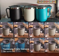 8137 GANESH PREMIUM STAINLESS STEEL COFFEE MUG WITH HEAT RESISTANT MUG LID. APPROX 400ML MUG.