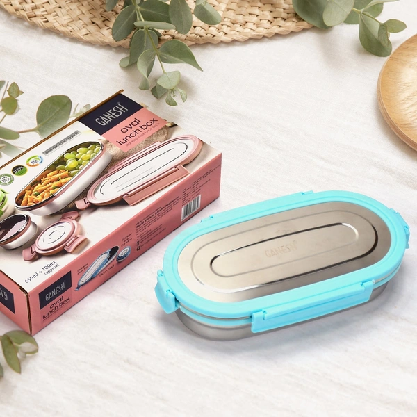 8141 GANESH STAINLESS STEEL LUNCH BOX & SMALL CONTAINER ( SET OF 2 PCS )