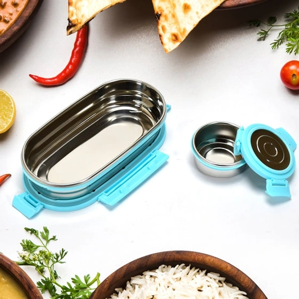 8141 GANESH STAINLESS STEEL LUNCH BOX & SMALL CONTAINER ( SET OF 2 PCS )
