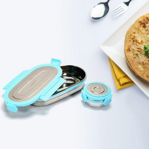 8141 GANESH STAINLESS STEEL LUNCH BOX & SMALL CONTAINER ( SET OF 2 PCS )