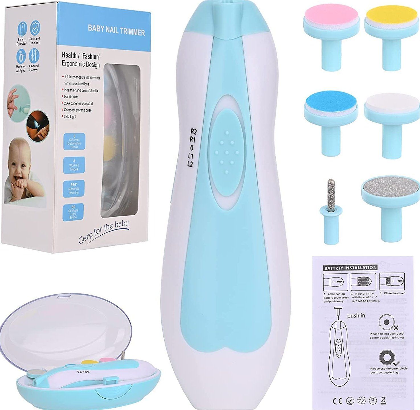 Baby Nail Trimmer Electric, Safe Baby Nail File, Baby Nail Clippers with  Light and 6 Grinding Pads - ITSALE
