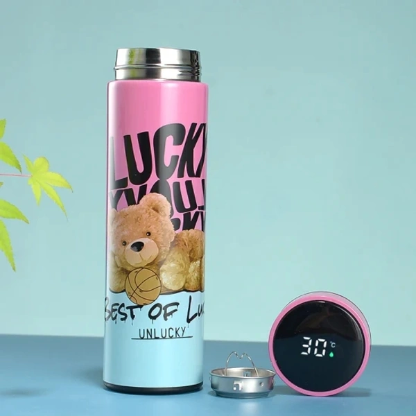Bear Printed Stainless Steel Temperature Water Bottle