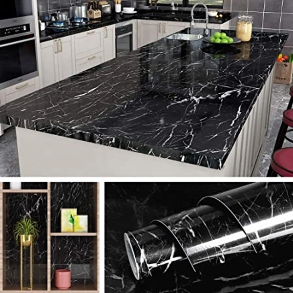 BLACK MARBLE FOIL (60*200)Oil-Proof Waterproof Self Adhesive PVC