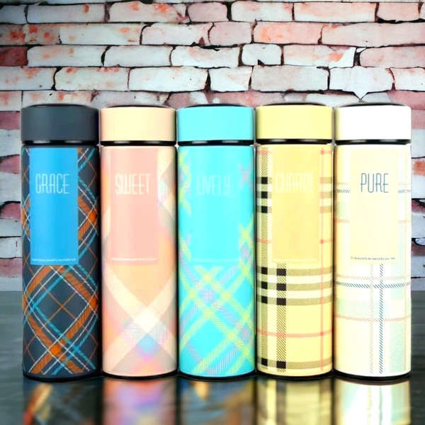 Checked Stainless Steel Temperature Water Bottle