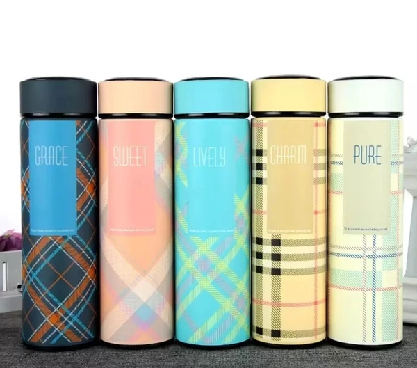 Checked Stainless Steel Temperature Water Bottle