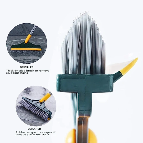 Floor Scrub Brush, 3 In 1 Scrubbing Brush With Long Handle
