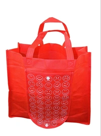 Folding Smiley Bags with Button and Good Material and Stitching