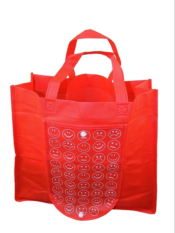 Folding Smiley Bags with Button and Good Material and Stitching