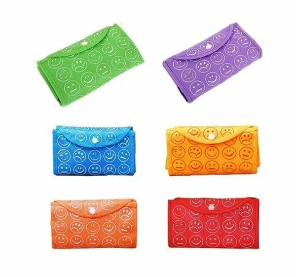 Folding Smiley Bags with Button and Good Material and Stitching