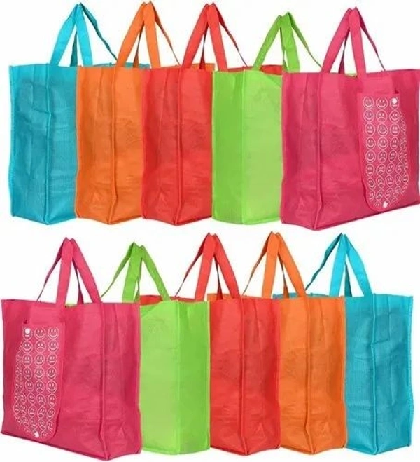 Folding Smiley Bags with Button and Good Material and Stitching
