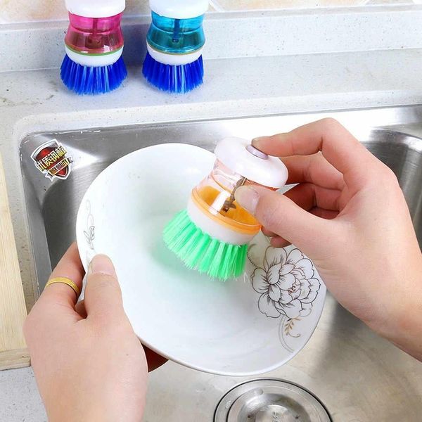 Polypropylene Dish Brush With Washing Up Liquid Soap Dispenser