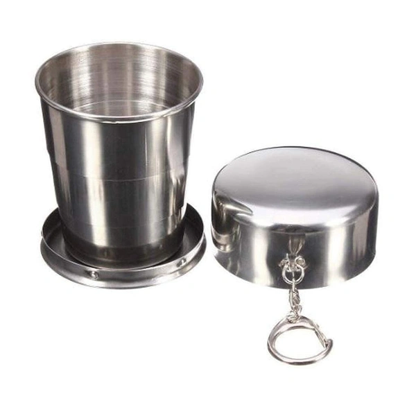 Steel Folding Glass Travel Camping Water Mug Cup Glass