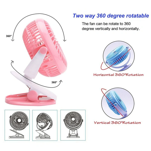 USB RECHARGEABLE CLIP DESKTOP TABLE FAN