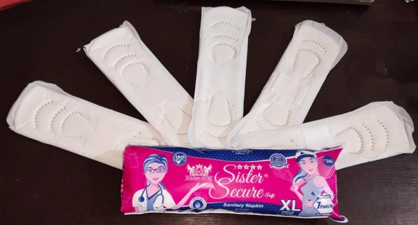 SISTER SECURE  Sister Secure Sanitary Pads 280 MM XL Size 7 piece packing 10 Pack Combo Offer  - XL, White