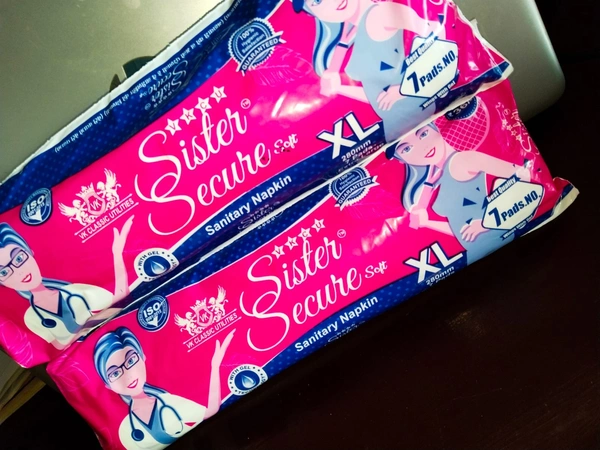 SISTER SECURE  Sister Secure Sanitary Pads 280 MM XL Size 7 piece packing 10 Pack Combo Offer  - XL, White
