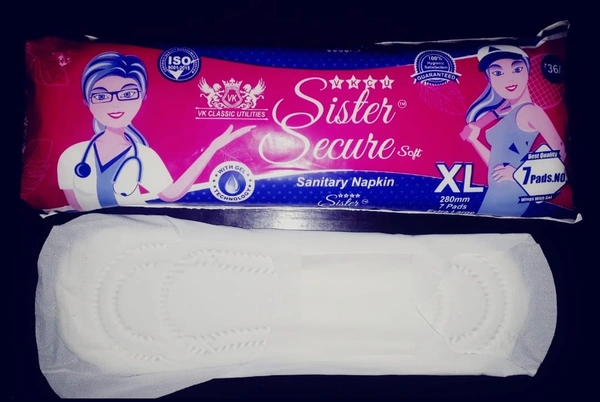 SISTER SECURE  Sister Secure Sanitary Pads 280 MM XL Size 7 piece packing 10 Pack Combo Offer  - XL, White