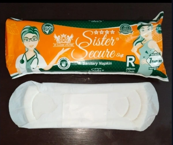 SISTER SECURE  Sister Secure Sanitary Pads 240 MM Regular Size 7 piece packing 10 Pack Combo Offer  - White, Regular
