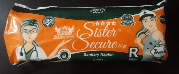 SISTER SECURE  Sister Secure Sanitary Pads 240 MM Regular Size 7 piece packing 10 Pack Combo Offer  - White, Regular