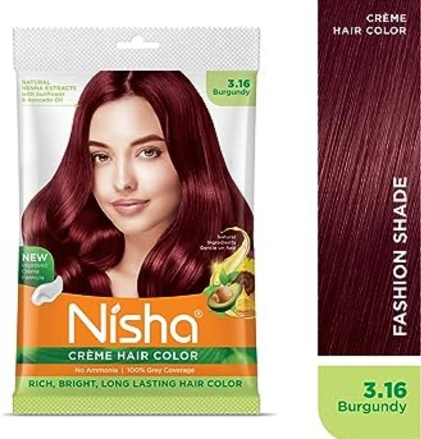 NISHA Cream Hair Colour - Burgundy 